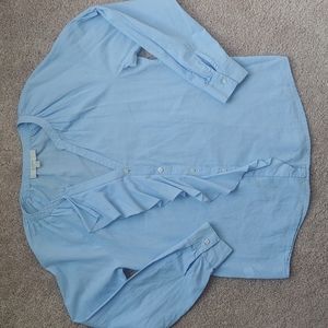 LOFT ruffle button down